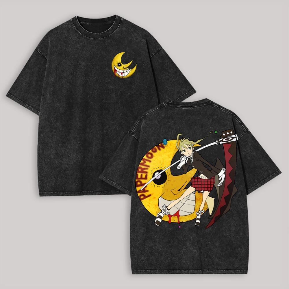 Soul Eater Anime Lover Washed T-shirt Personality Clothes Oversized Unisex Year Round Clothing Product Couples