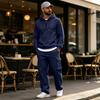 Men's Warm Lined Hooded Sweatshirt and Wide Leg Cargo Pants Set, Relaxed Fit Casual Outdoor Activewear