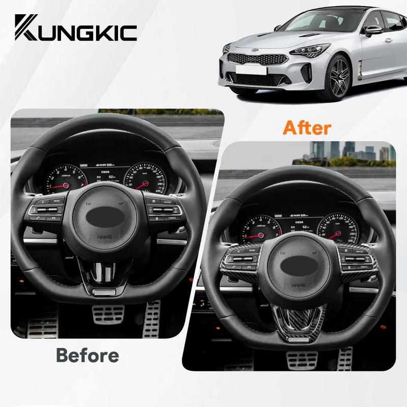 Real Hard Carbon Fiber For KIA Stinger 2018 2019 2020 2021 2022 2023 Car Steering Wheel Panel Cover Interior Trim Accessories.