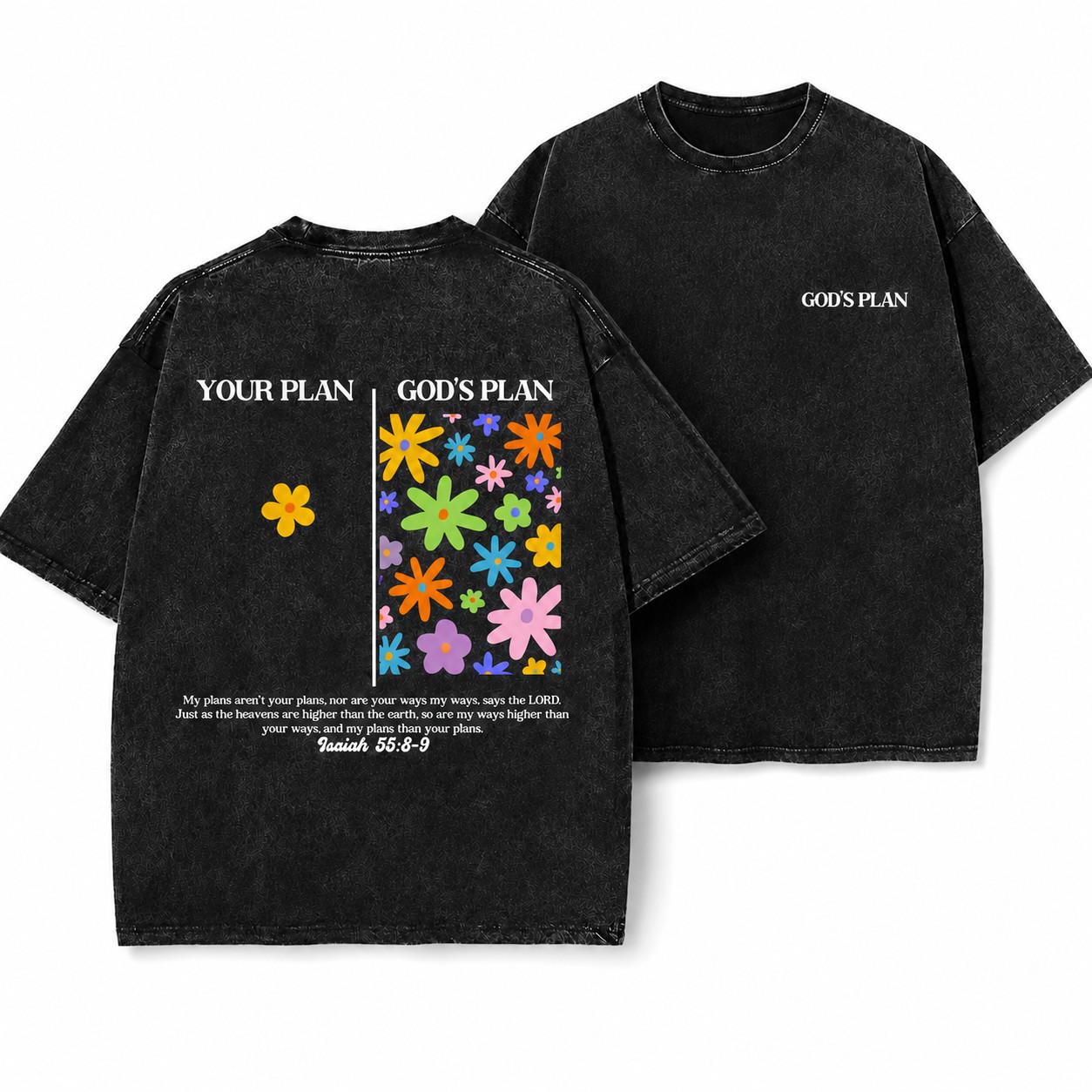God s Plan Unisex Washed T-Shirt S разноцветный