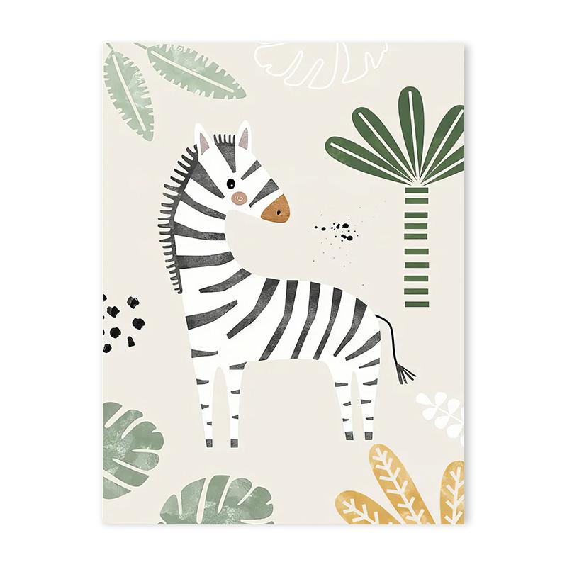 Jungle Animals Canvas Poster Lion Zebra Elephant Canvas Print Painting Decor Kids Bedroom Wall Art Print Pictures Nursery Decor