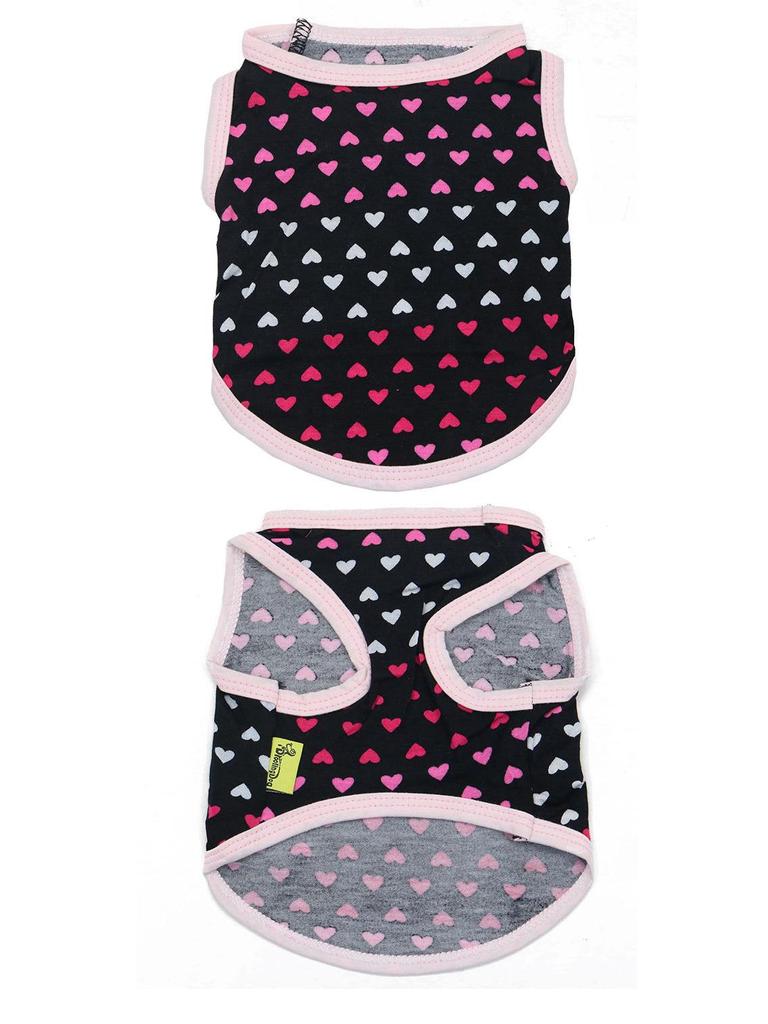 Heart Print Cotton Dog Sweatshirt - Spring/Summer Teddy Vest
