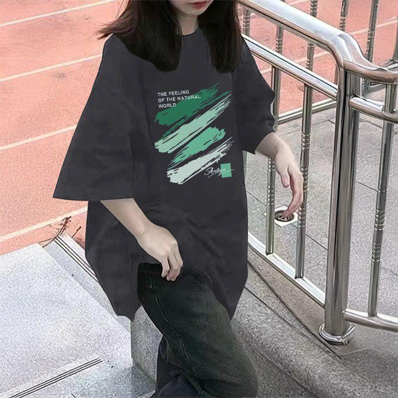 

2026 New Style Loose-Fitting Slimming Ins Half-Sleeve Top 150kg Summer Women s Plus-Size Niche Fat Mmt Short-Sleeve T-Shirt Dark Gray 5XL(Suggestion 105kg-125kg)