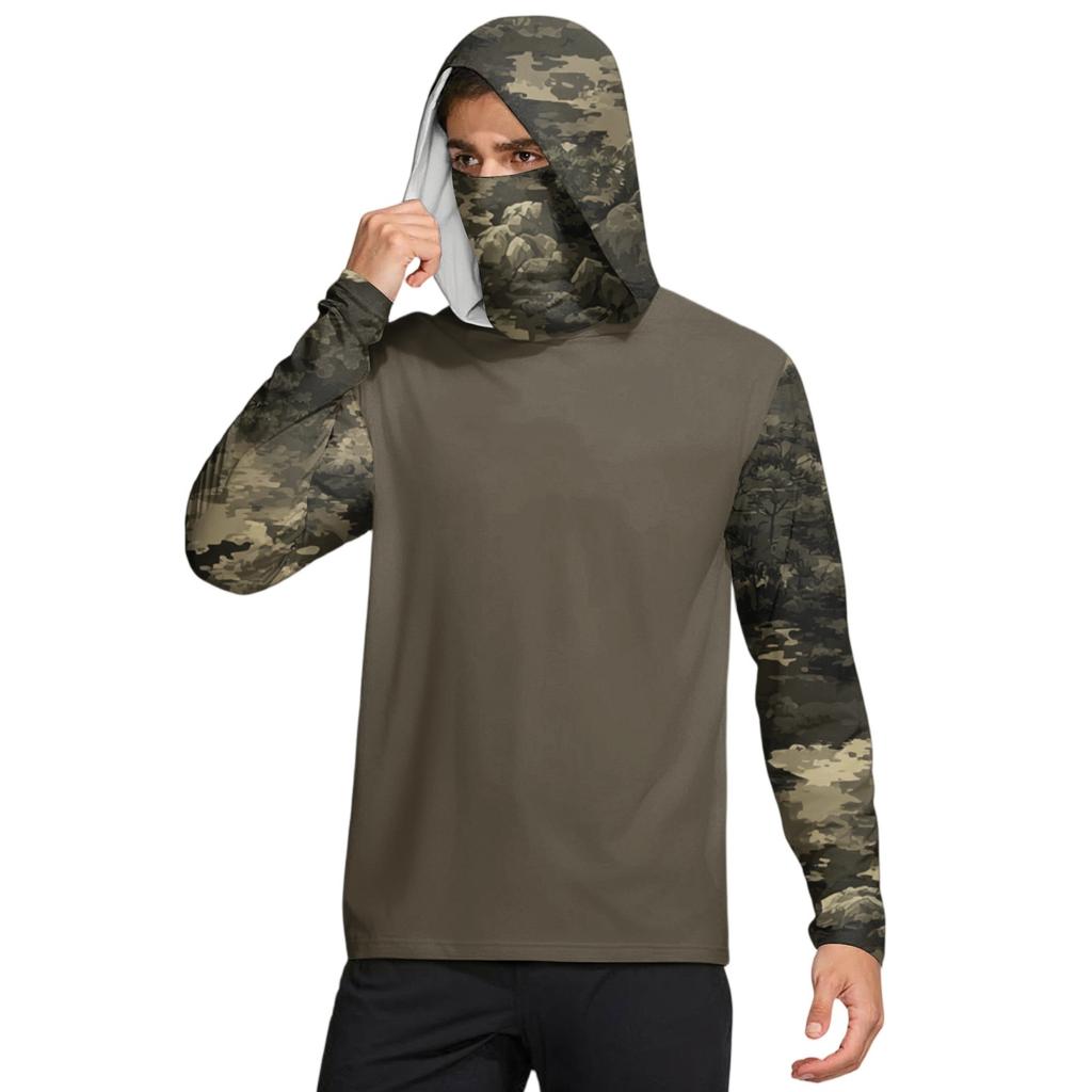 Herreskjorte med maske Lett Langermet Hettegenser Vandring Fiske Ytelse