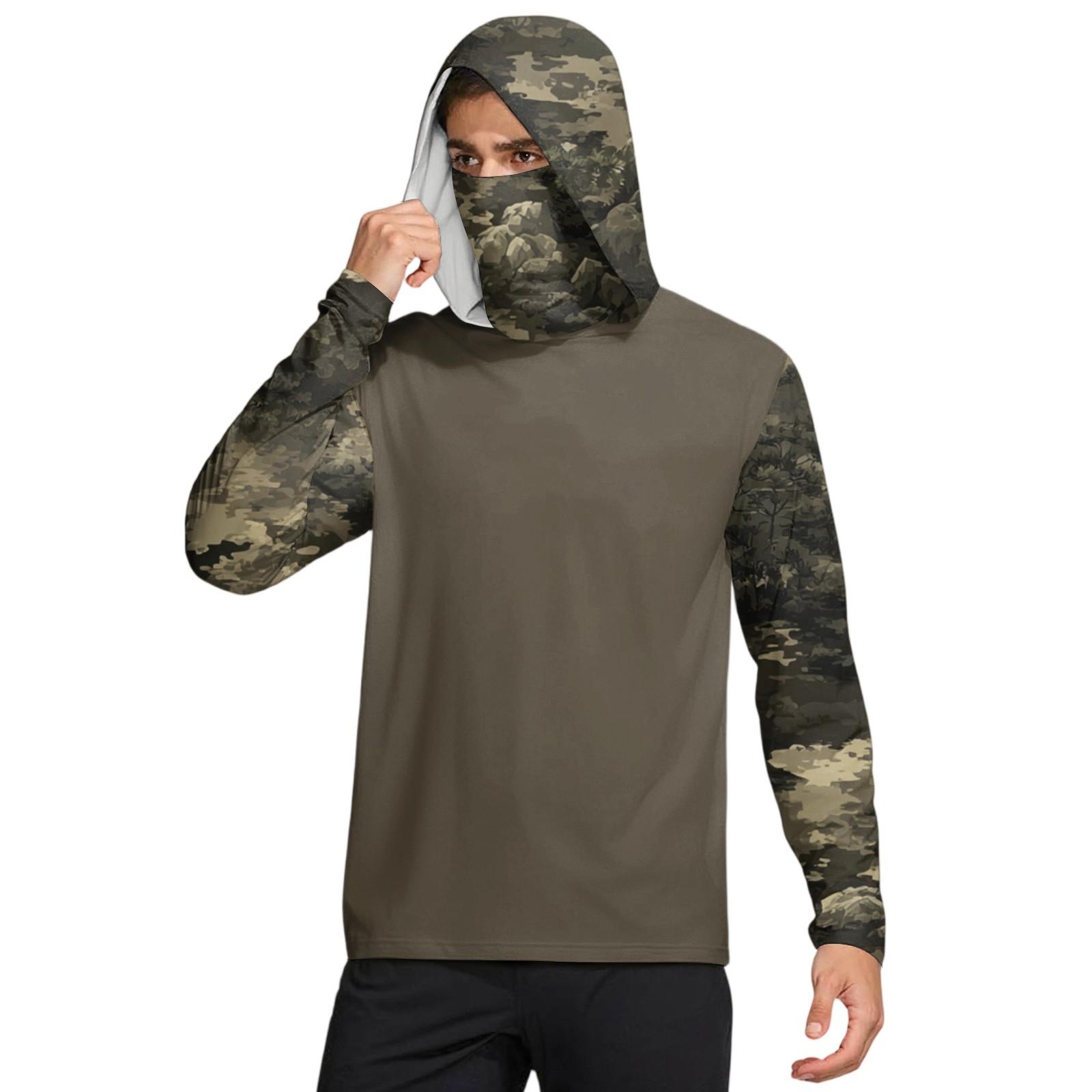 

Мужская рубашка с маской Легкая с длинным рукавом Капюшон Для пеших прогулок Рыбалки Для выступлений XXXL