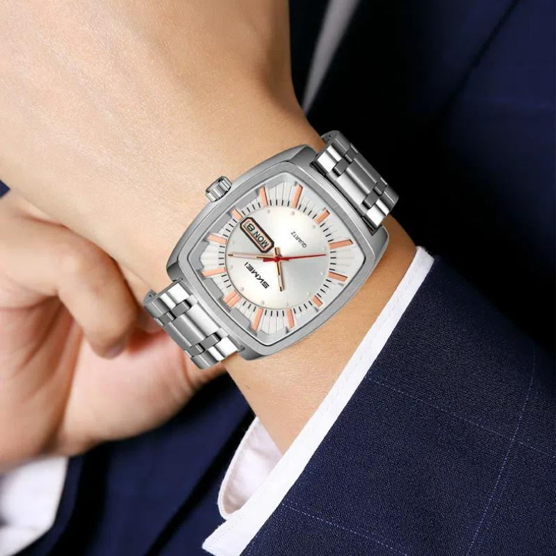 Skmei Pánské hodinky Ležérní Módní Originální Křemenné Hodinky pro Muže Vodotěsné Nerezové Ocelové Luminiscenční Datum Týden Trend Šaty Náramkové hodinky