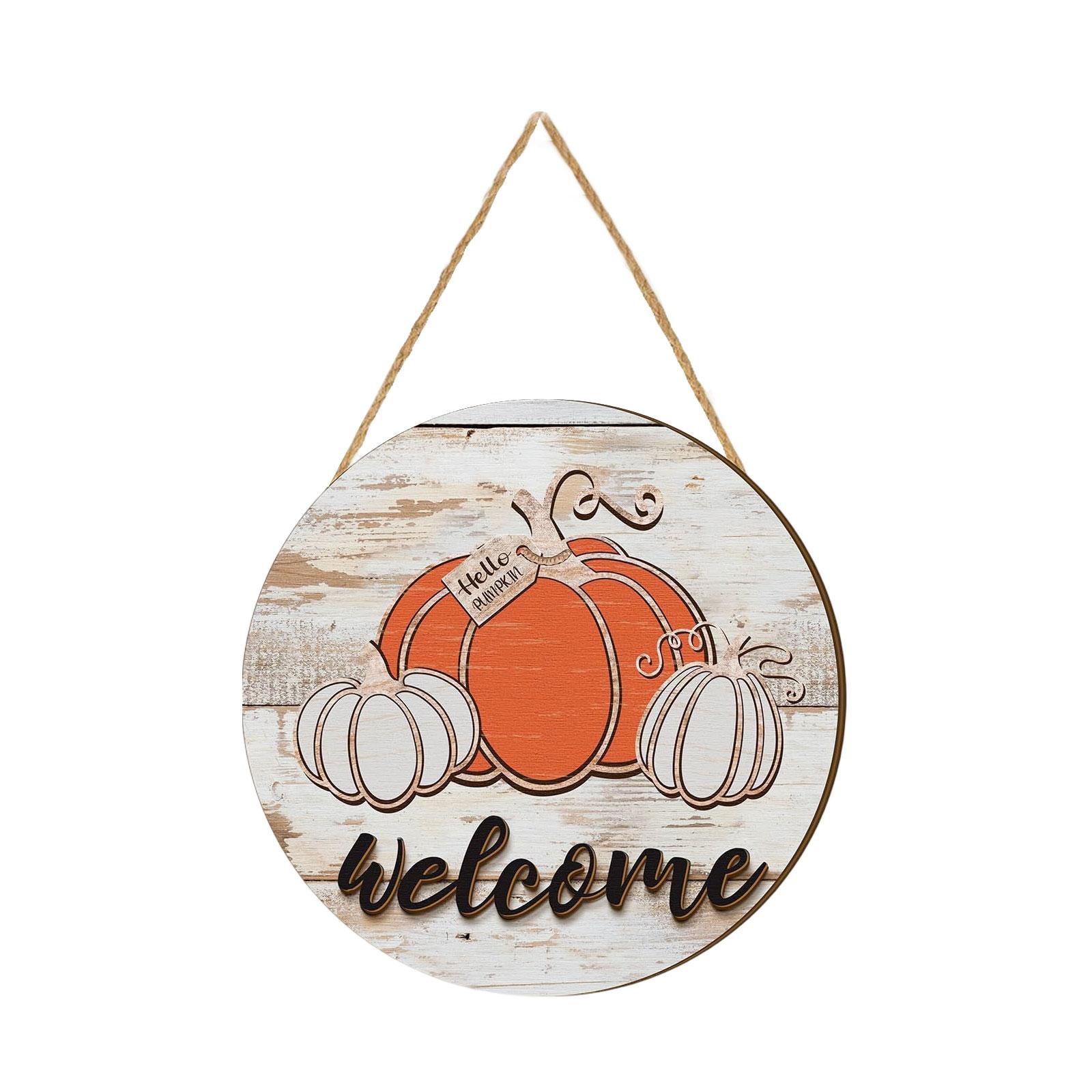 

3D Wooden Thanksgiving Hanging Sign Rustic Pumpkin Design Farmhouse Style Wall Decor with Rope for Indoor Outdoor Use One Size
