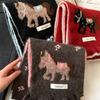 Red pony double-sided knitted scarf women's winter New Year atmosphere versatile thickened warm and cold neck scarf