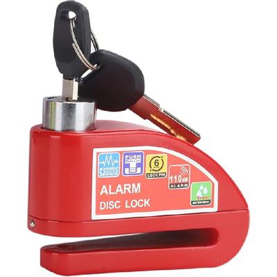 Alarmový zámek na kotoučový zámek Zámek na kotoučovou brzdu Zámek na kotouč Proti krádeži Super vodotěsný Zvuk alarmu 110 dB Páska 2 Imbusové klíče Klíč 6mm kolík Vhodný pro motocykl