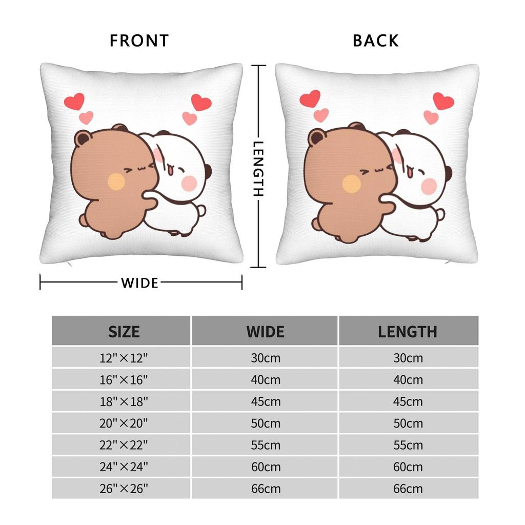 Panda And Brownie Bear Couple Active Square Pillow Cases Bubu and Dudu Cushion Cover Zipper Decor Pillowcover for Home 40x40cm