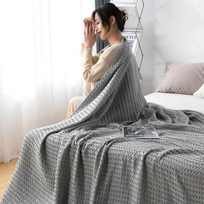 Summer Waffle Plaid Cotton Bed Blanket Throw Thin Quilt Knitted Bedspread Home Hotel Coverlets Green Pink Throw Blankets