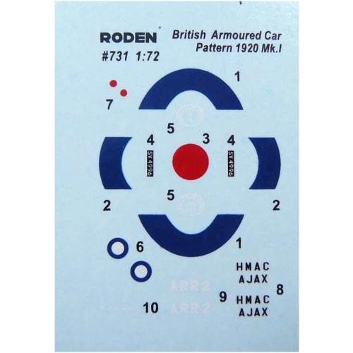 Roden 1/72 British Army Rolls-Royce Armoured Car Mk.1 1920 Model Plastic Model Kit RE72731