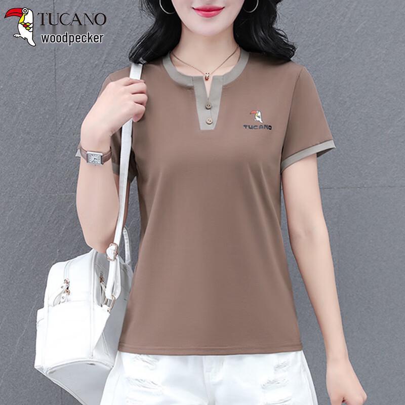 Woodpecker Women s Cotton Crew Neck Slimming Short Sleeve T-Shirt M