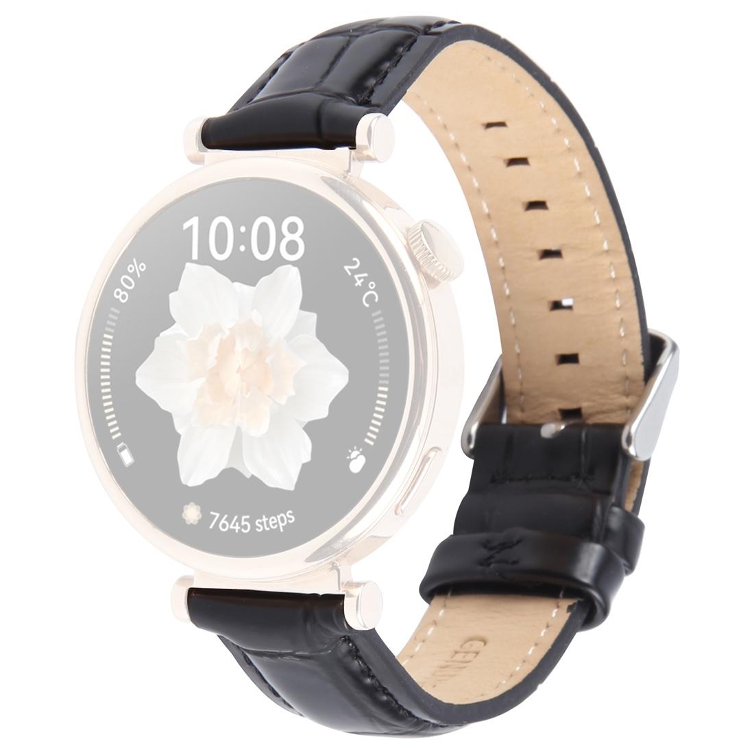 

22mm Strap for Garmin Venu 3/Forerunner 265/Forerunner 265 Music Top Layer Cowhide Leather Watch Band Black Bamboo Grain