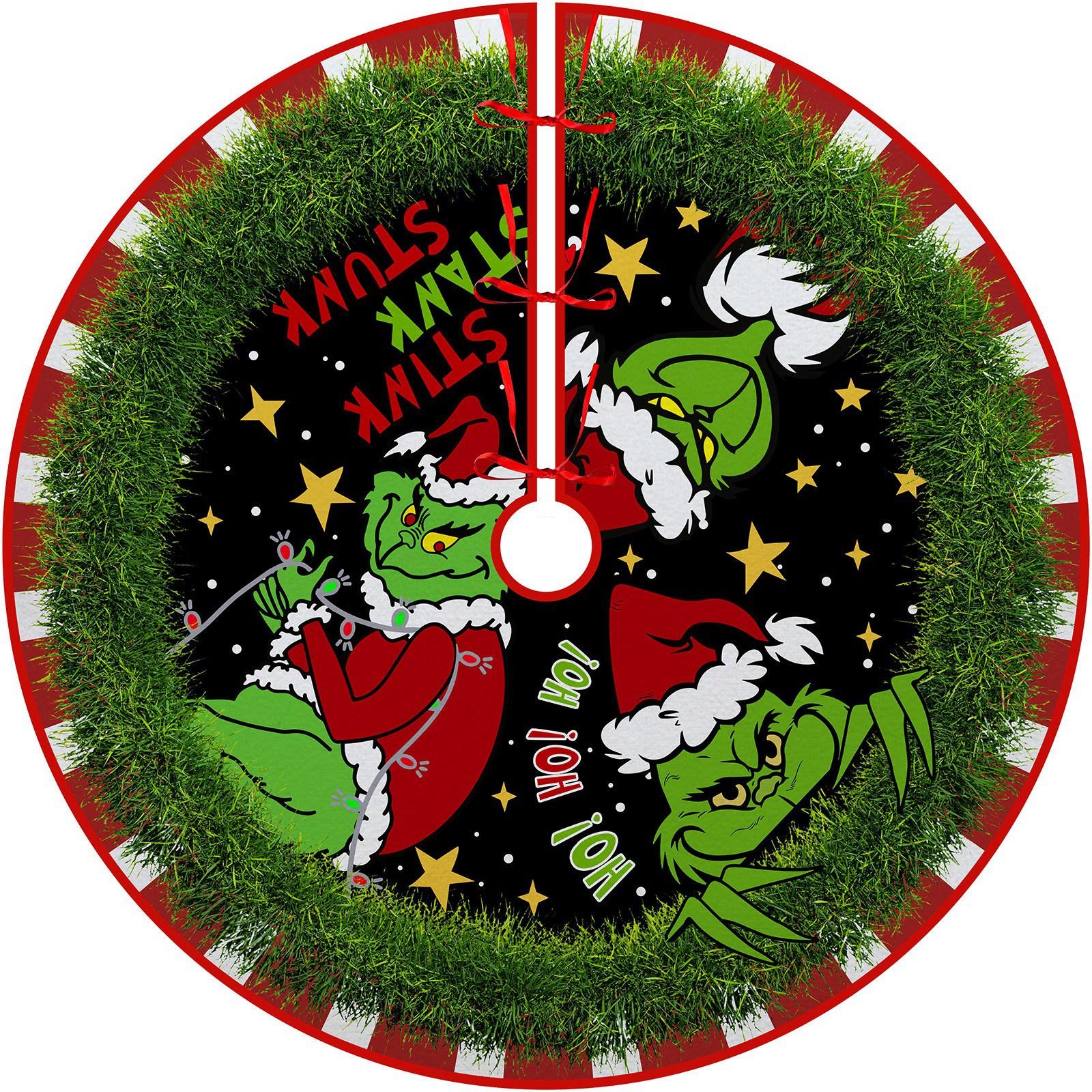 

Christmas Tree Skirt Handicrafts, Christmas Decorations, Printed Ornaments, Christmas Supplies. One Size зелёный