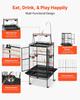 Bird Cage, 830 x 790 x 2100 mm, Open Flat Top, Wrought Iron Bird Flight Cage with Perches, Slide-Out Tray, Plastic Feeders, for Cockatiel, Monk