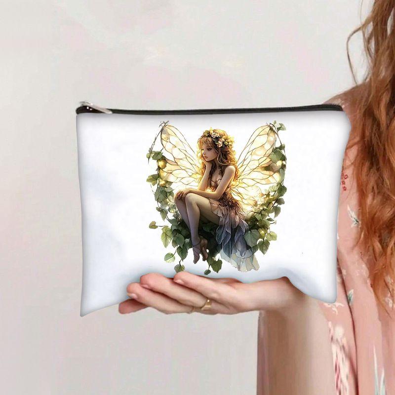 Çizgi film desenli harf baskılı makyaj çantası büyük kapasiteli öğrenci kalem kutusu kanvas dört köşeli çanta taşınabilir tuvalet çantası