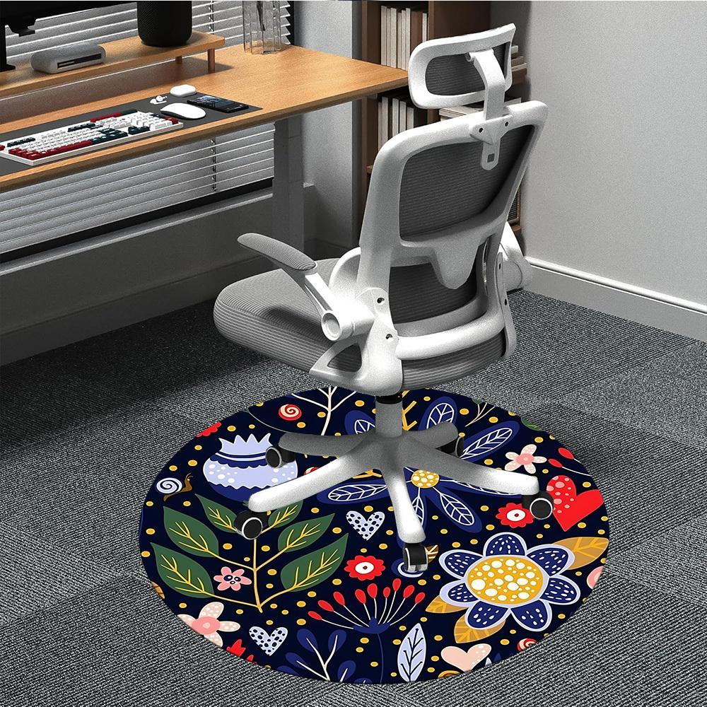 

1pc Floral Pattern Chair Carpet for Office Non-Slip, Machine Washable Rug for Office, Room - Holiday Decor, Machine Made yy251016027 80cm by 80cm
