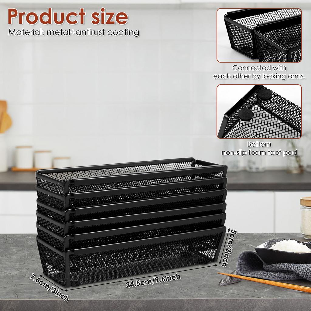 6Pcs Metal Drawer Organizer with Interlocking Arm Nonslip Utensil Organizer Breathable Silverware Drawer Organizer for Kitchen