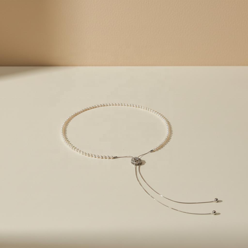 Adjustable Natural Freshwater Pearl Lariat Necklace Dainty White Pearl Y Necklace Sweater Chain for Women