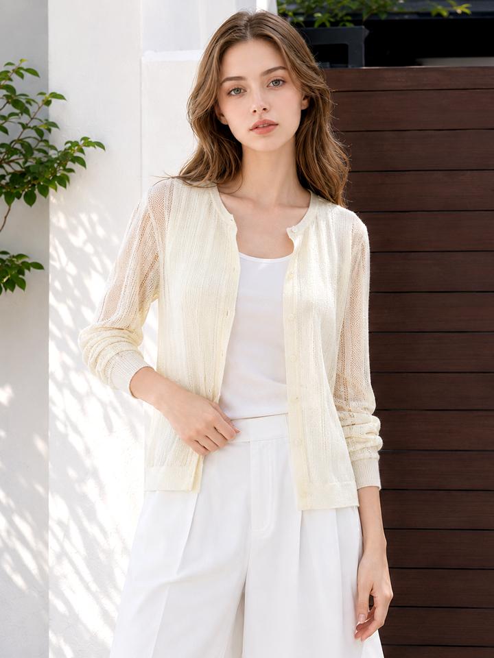 PAIGEFLYNN Scalloped Round Knit Cardigan_S6Aca001C