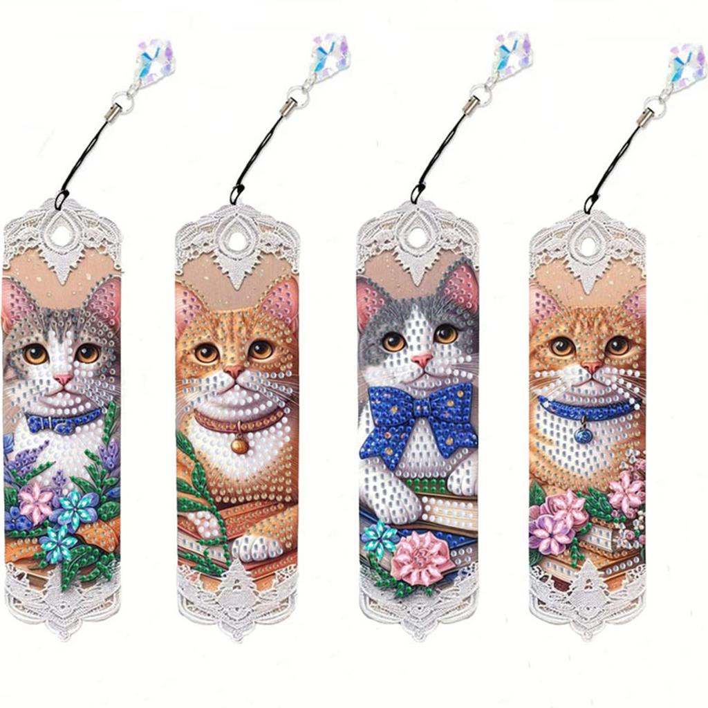 Lot de 3 Marque-pages Peinture Diamant DIY Animal avec Pendentifs Cristal Art Diamant Marque-page Cadeau pour Amoureux des Livres Matériel d'Art Mosaïque