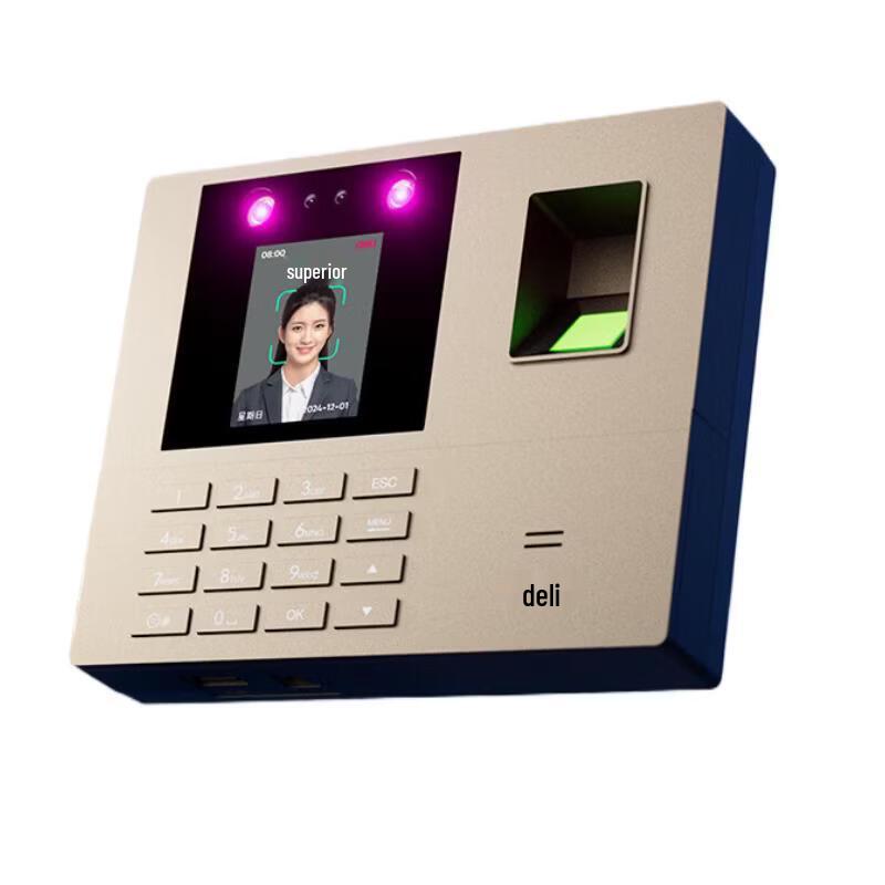 Deli 33800 Multi-Biometric Time Clock with Face, Fingerprint & Palm Vein Recognition