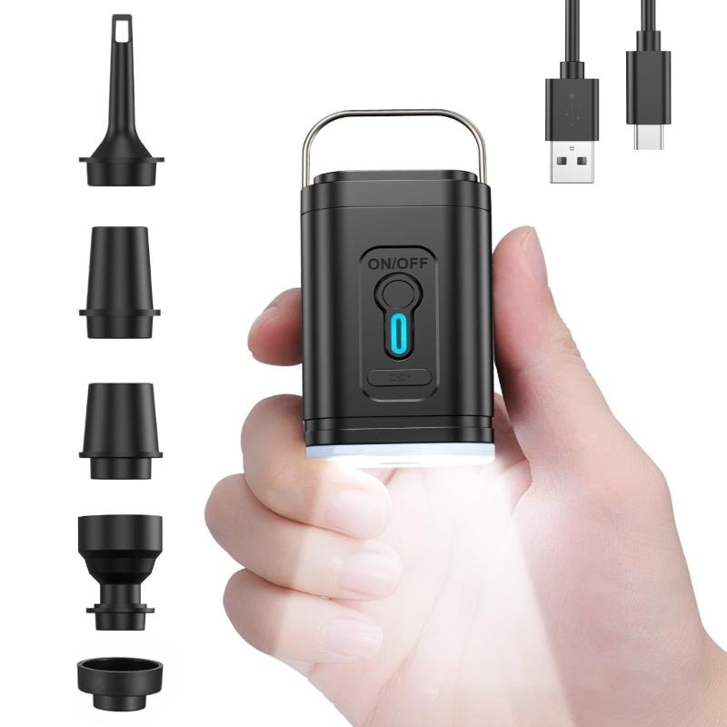 Compact USB Powered Air Pumps With 5 Nozzles Builtin LED Light Suitable For Inflatable Bed Pool Toy Airbeds Camping Gear