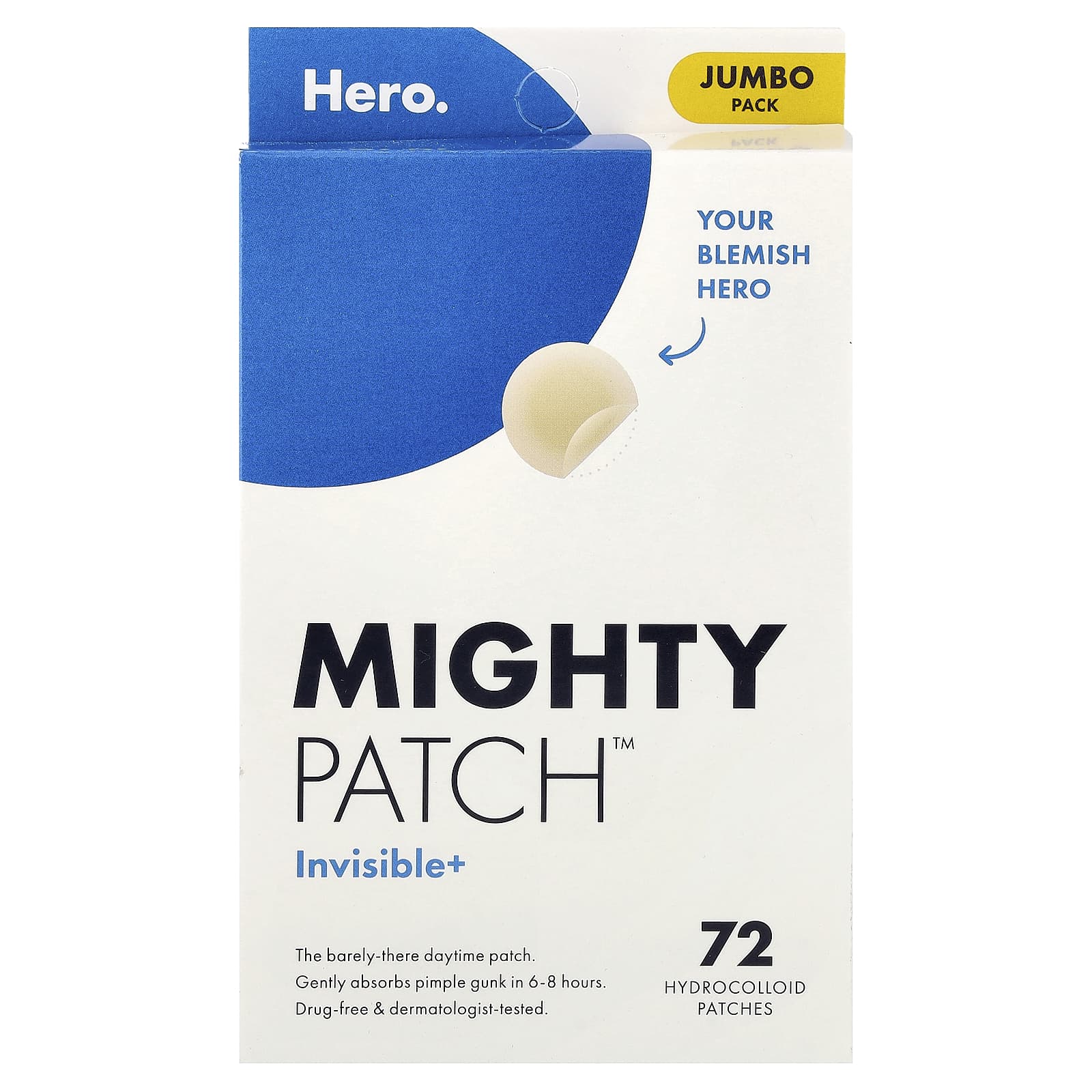 

Hero Cosmetics, Mighty Patch™, Invisible+, Hydrocolloid Patches, 72-Count