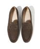 Firenze Atelier Flat Design Slim U-Tip Suede Penny Loafers 7100-Qs [Dark Brown]
