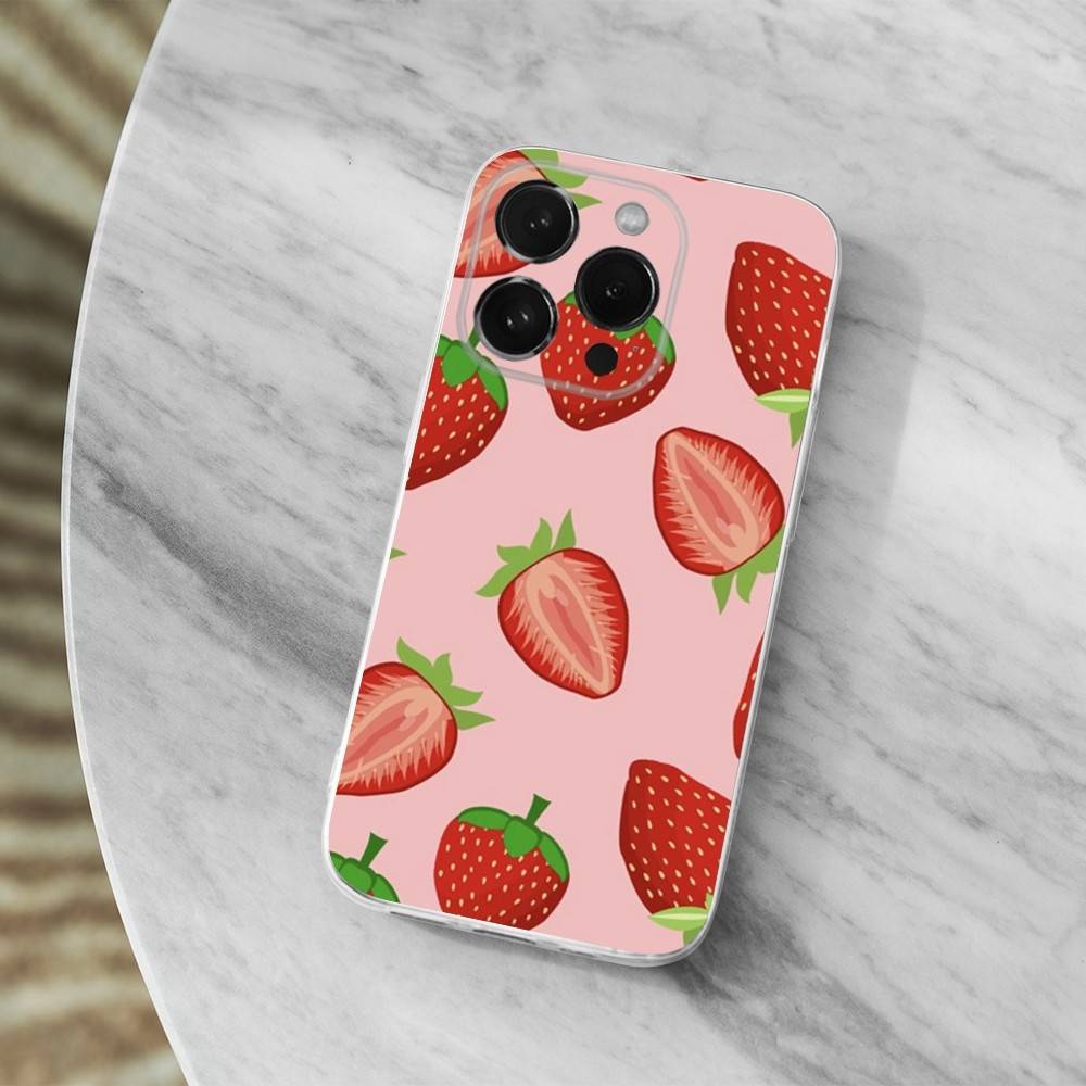 

Fruit Peach Srawberry Phone Case For iPhone,14,13,12,15,Pro,Max,Plus,11,17,16,X,XS,XR,SE,Mini Transparent Soft Cover iPhone14PRO