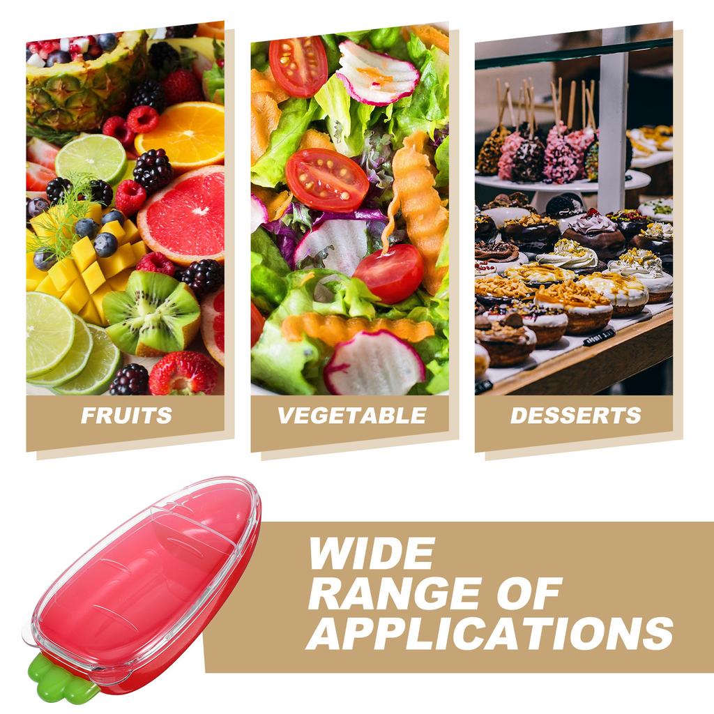 Uppdelad grönsaksskål ABS-plast 2 fack Snacksbehållare Genomskinligt lock Färskhållningslåda Uppdelad grönsaksskål