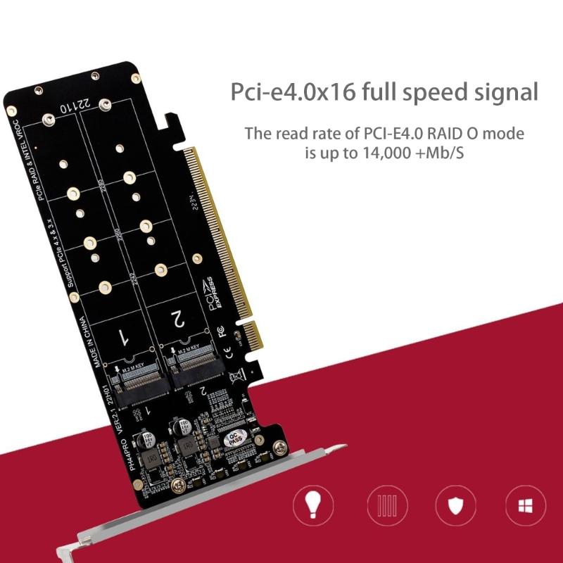Shock-proof  PCIeX16 To for M.2 M-key NVMEx4 SSD for  Pansion Adapter Card for PC