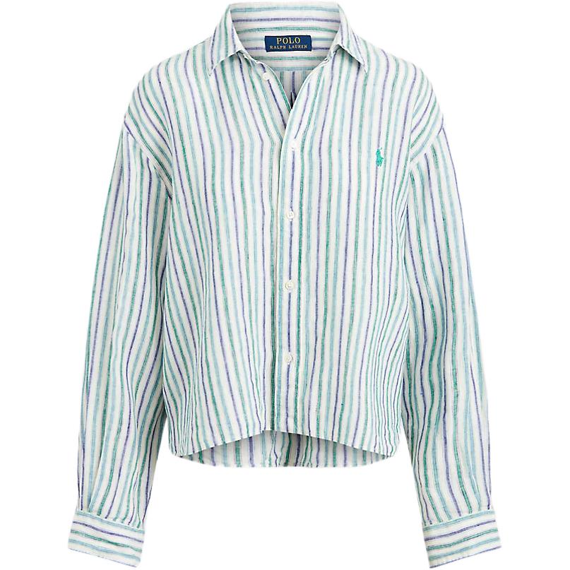 

Polo Ralph Lauren Рубашка женская поло в полоску однобортная с воротником поло и длинным рукавом Зеленая 211800188-003 XS
