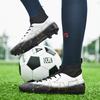 Fashion Men's Soccer Shoes FG/TF Non-Slip Turf Soccer Cleats Training Shoes Star Design Lace Up Outdoor Sneakers High Top Football Boots