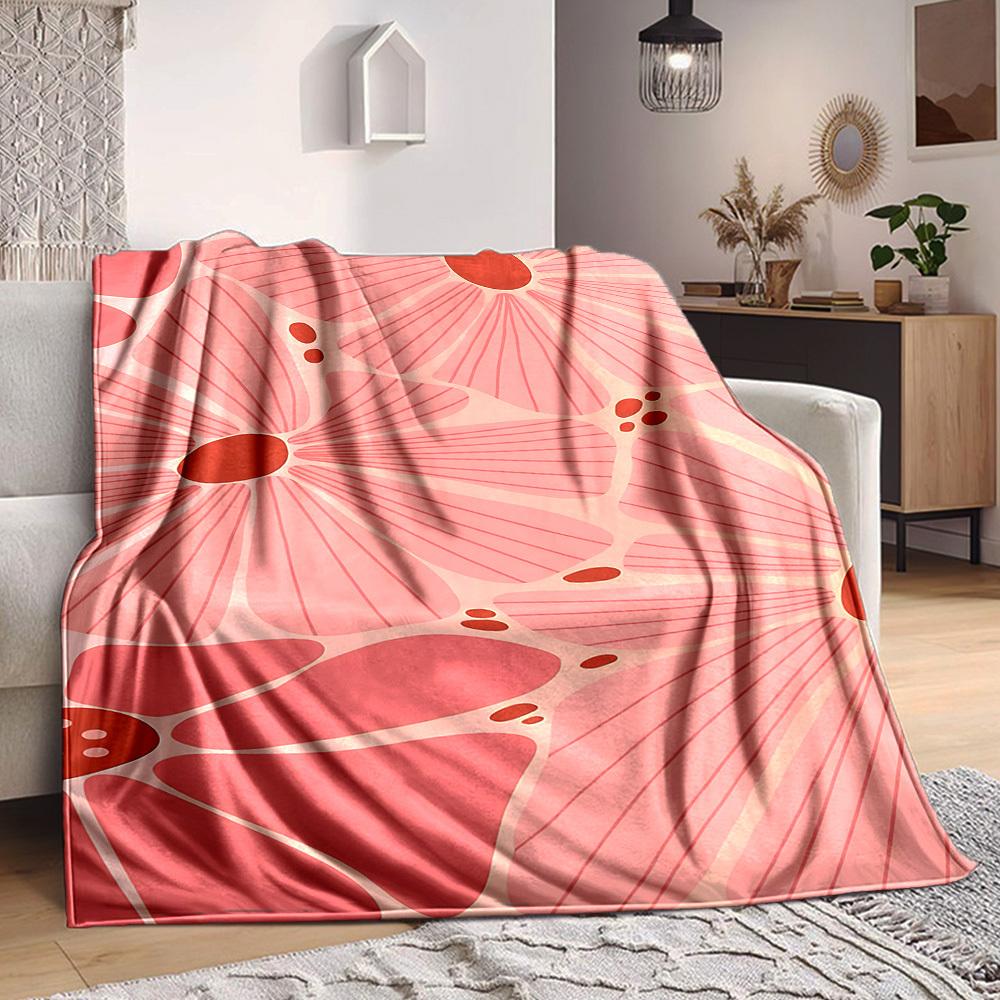 1pc Floral Pattern Lightweight Flannel Blanket, Comfortable and Warm Blanket, for Office and Camping Sofa Bed, Livingroom179