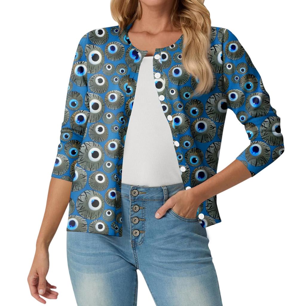 Women's Fashionable, Casual, Comfortable Halloween Print Cardigan Jacket