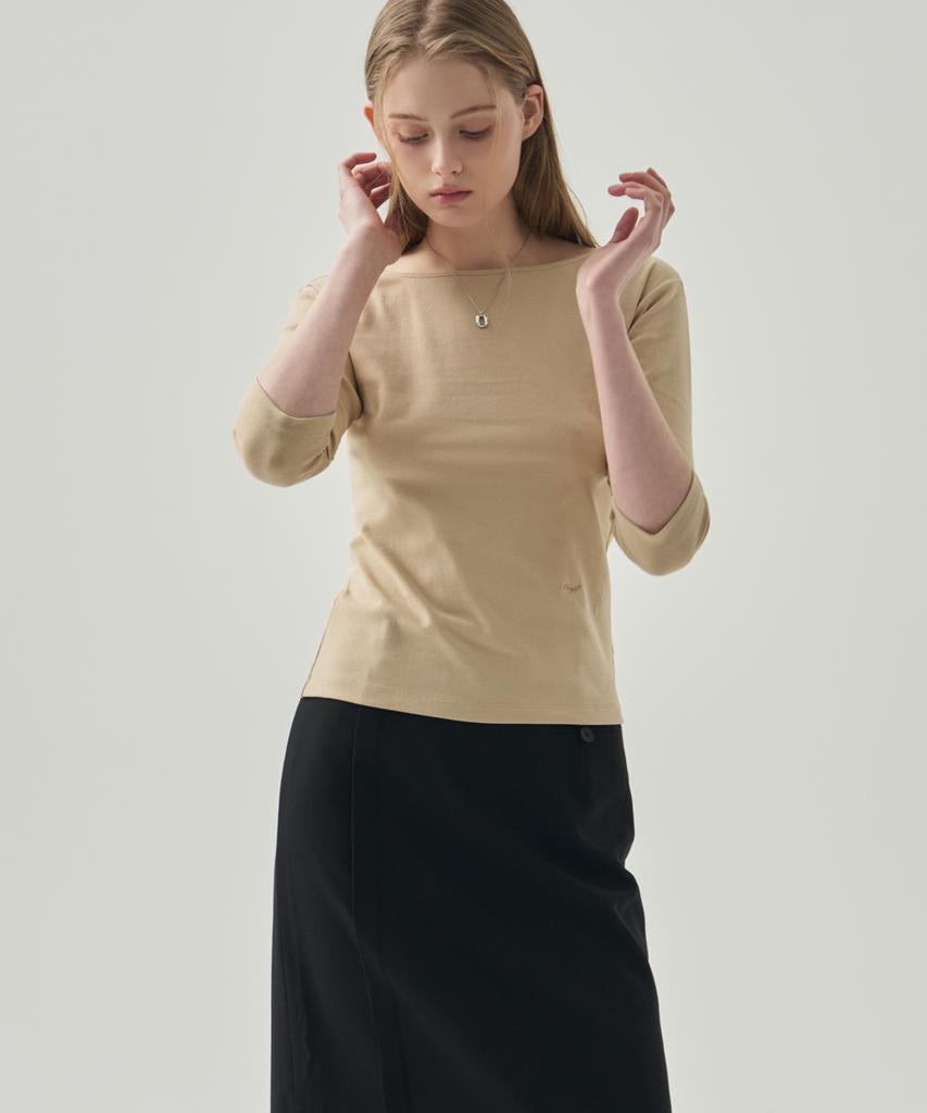 Deuloupisumeon Soft Basic Boat Neck T-Shirt [Lilac]