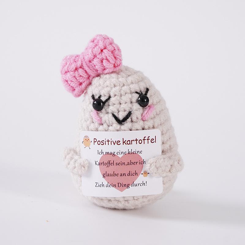 Funny Crochet Colorful Hat Potatoes With Card Home Room Decoration Handmade Knitted Positive Energy Potato Doll Christmas Gifts