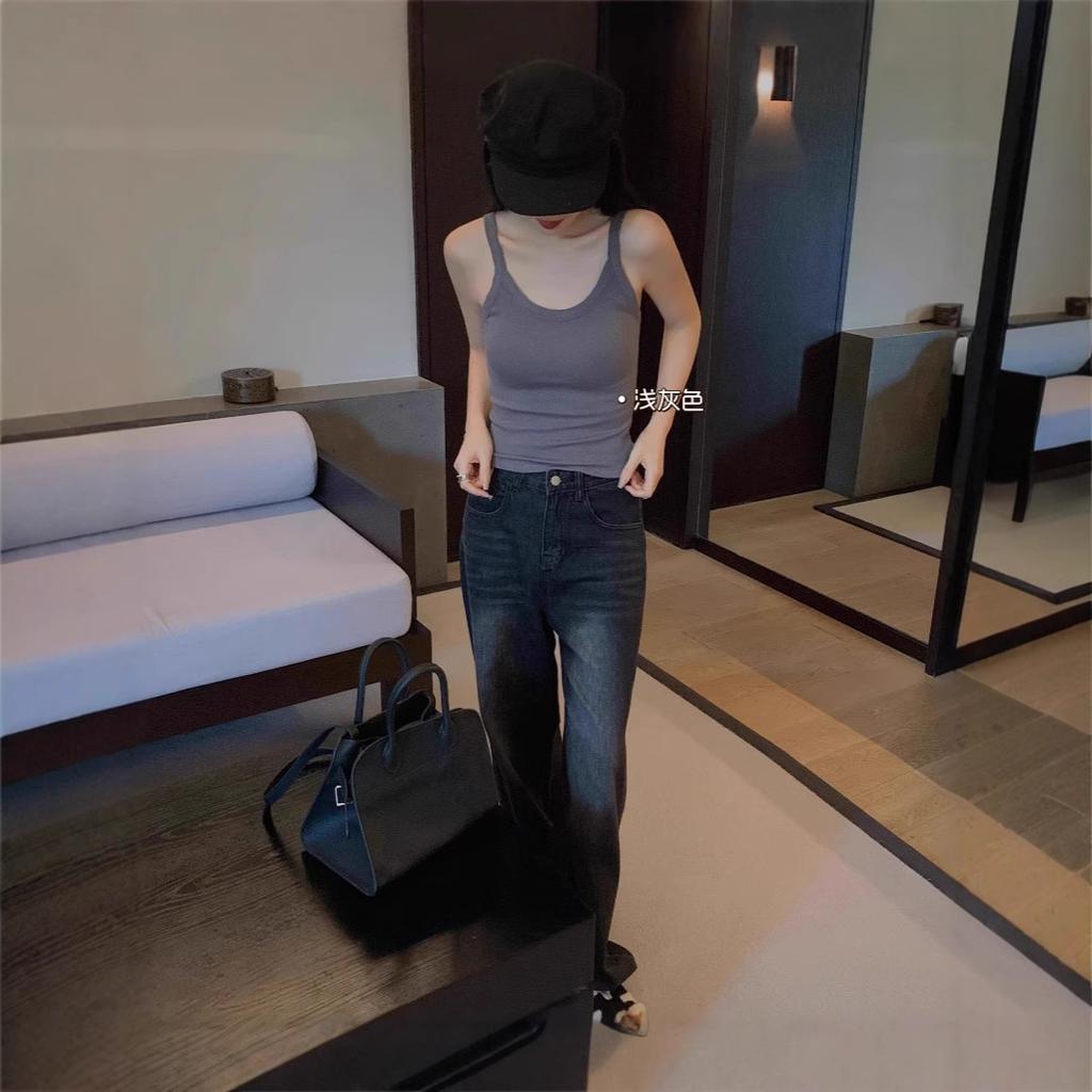 #Human cotton integrated cup sling vest women's autumn and winter skin-friendly inner base lazy warm small vest new