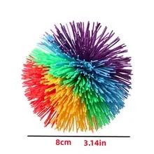 Children's colored rubber line ball toy pressure resistant soft and elastic ball sensory irritability fun rubber toy
