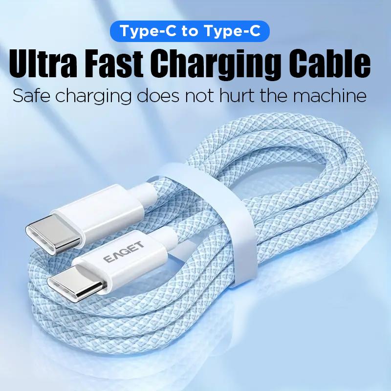 60W Hurtigladekabel Type-C til Type-C Hurtigladekabel Enorm Dataoverføring på Sekunder Passer for iPhone15 iPad iPod Android-enheter