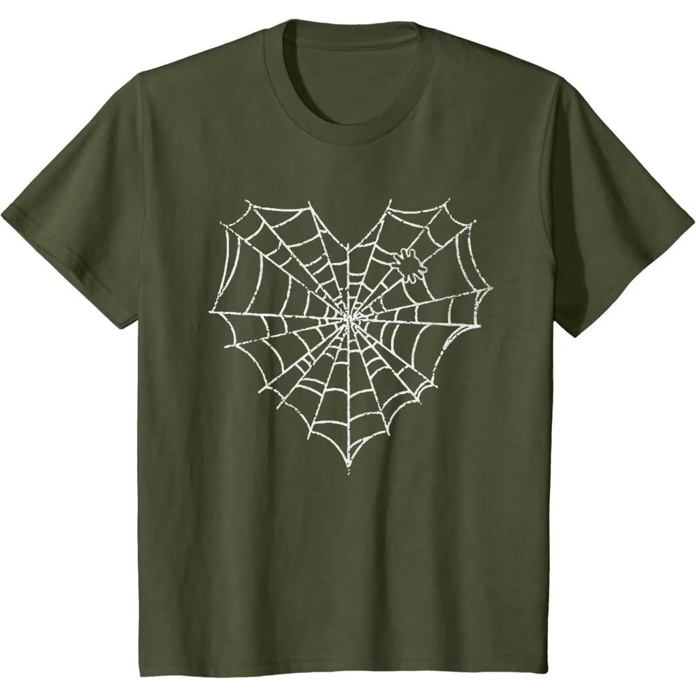Love Halloween Spider Web Costume Cute Heart Spider Web T-Shirt for Men Women Graphic T Shirts Casual  Daily Four Seasons