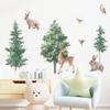 Cartoon Forest Deer Wall Stickers with Pine Trees, Removable Decals for Kids Room Nursery Kindergarten Decor