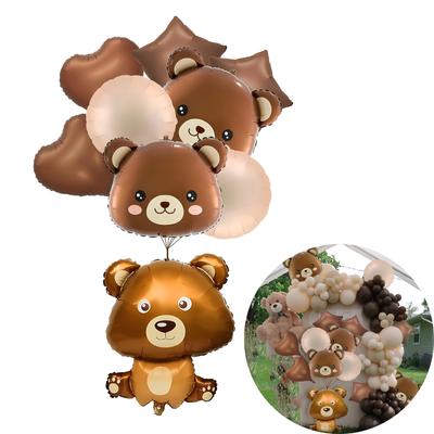 9Pcs Bear Balloons Decoration  Teddy Bear Aluminum Foil Balloons Animal Foil Balloons for Kids Boys Girls Birthday Party