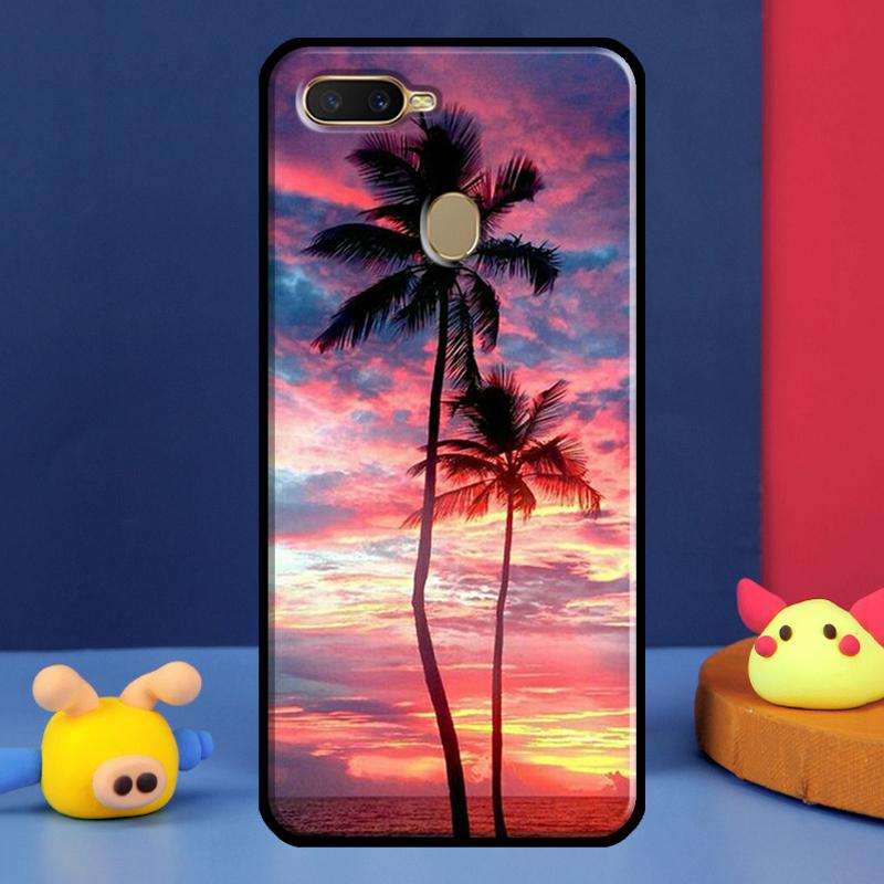 Summer Beach Sunset Palm Tree Case For Oppo A16 A76 A96 A58 A78 A98 A5 A9 A91 A15 A17 A77 A52 A72 A74 A94 A54S A57S Cover