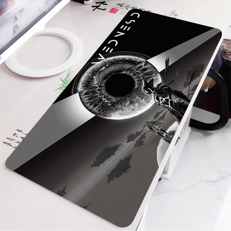Black and White Anime Girl Table Mat Large Mouse Pad Office Keyboard Edge Locking Desk Mat Gaming Accessories Nonslip Mousepad