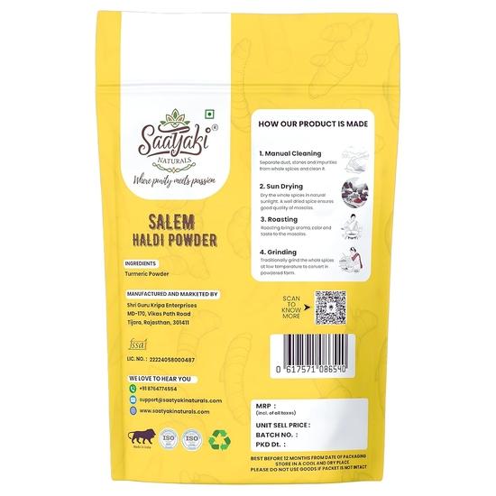 Saatyaki Naturals Organic Turmeric Powder -800gm | Freshly Stone Grounded Salem Haldi Powder| Indian Spice Perfect for Cooking, Curries, Drink Mix