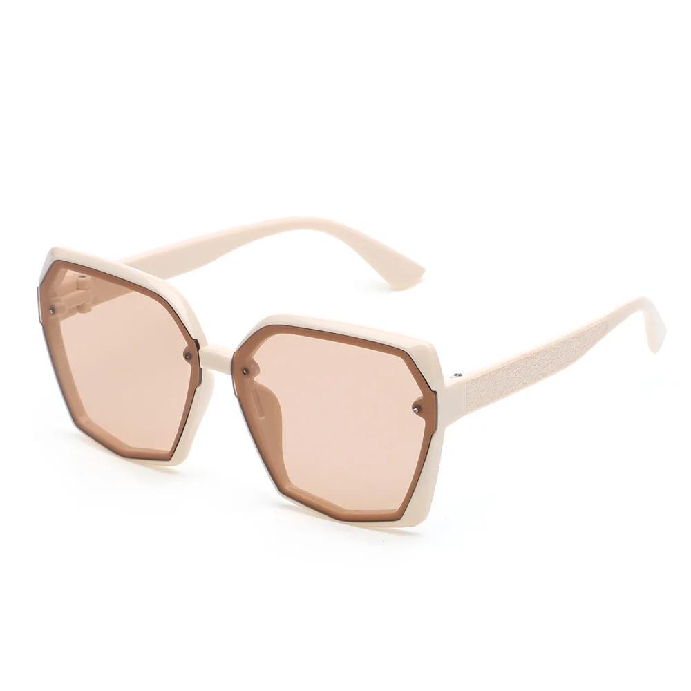Champagne Brown Big Frame Sunglasses Ladies Fashion Sunshade Sunglasses Brand Designer Multicolor  Sunglasses Women Vintage