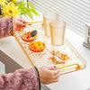 Luxurious Rectangular Shockproof Tea Cup Coaster with Gold Edge - Multi-functional Storage Tray for Living Room